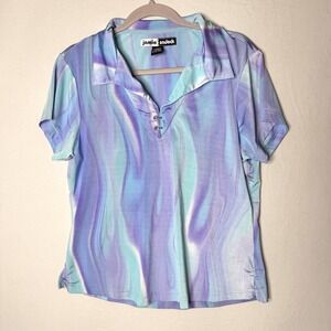 Jamie Sadock Top Sz L Purple Print Groovy Pickleball Tennis UPF Wicking Sporty